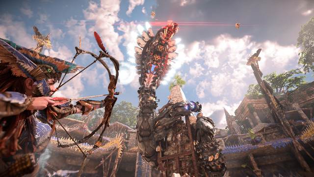 Aloy fighting Slitherfang