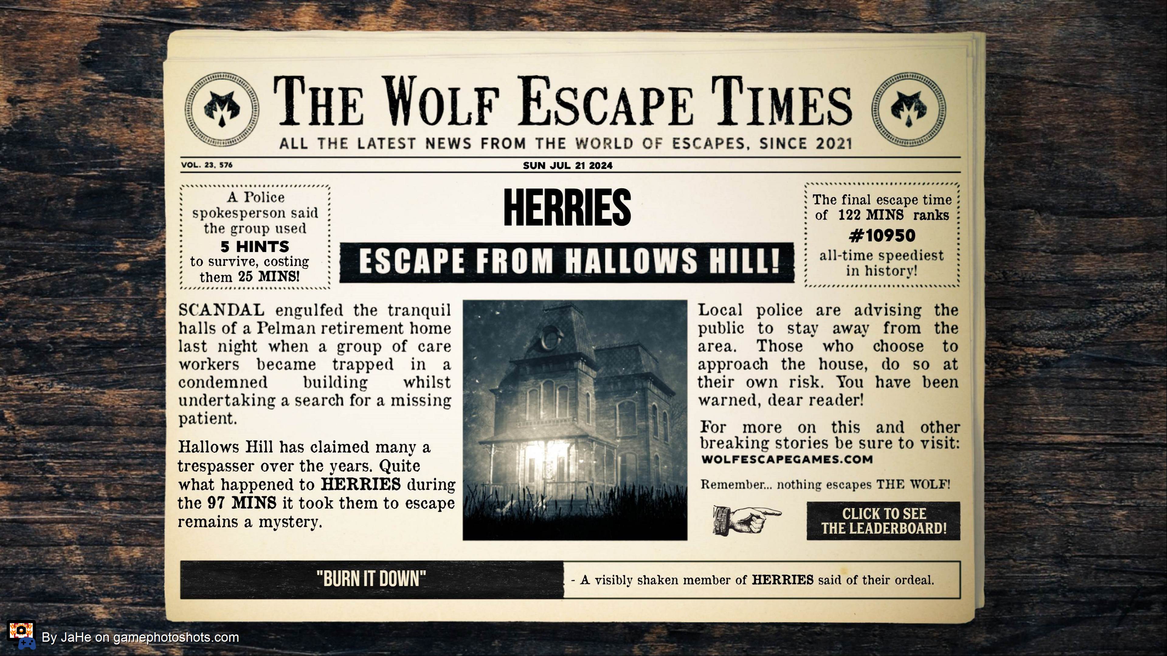 Escape from Hallows Hill