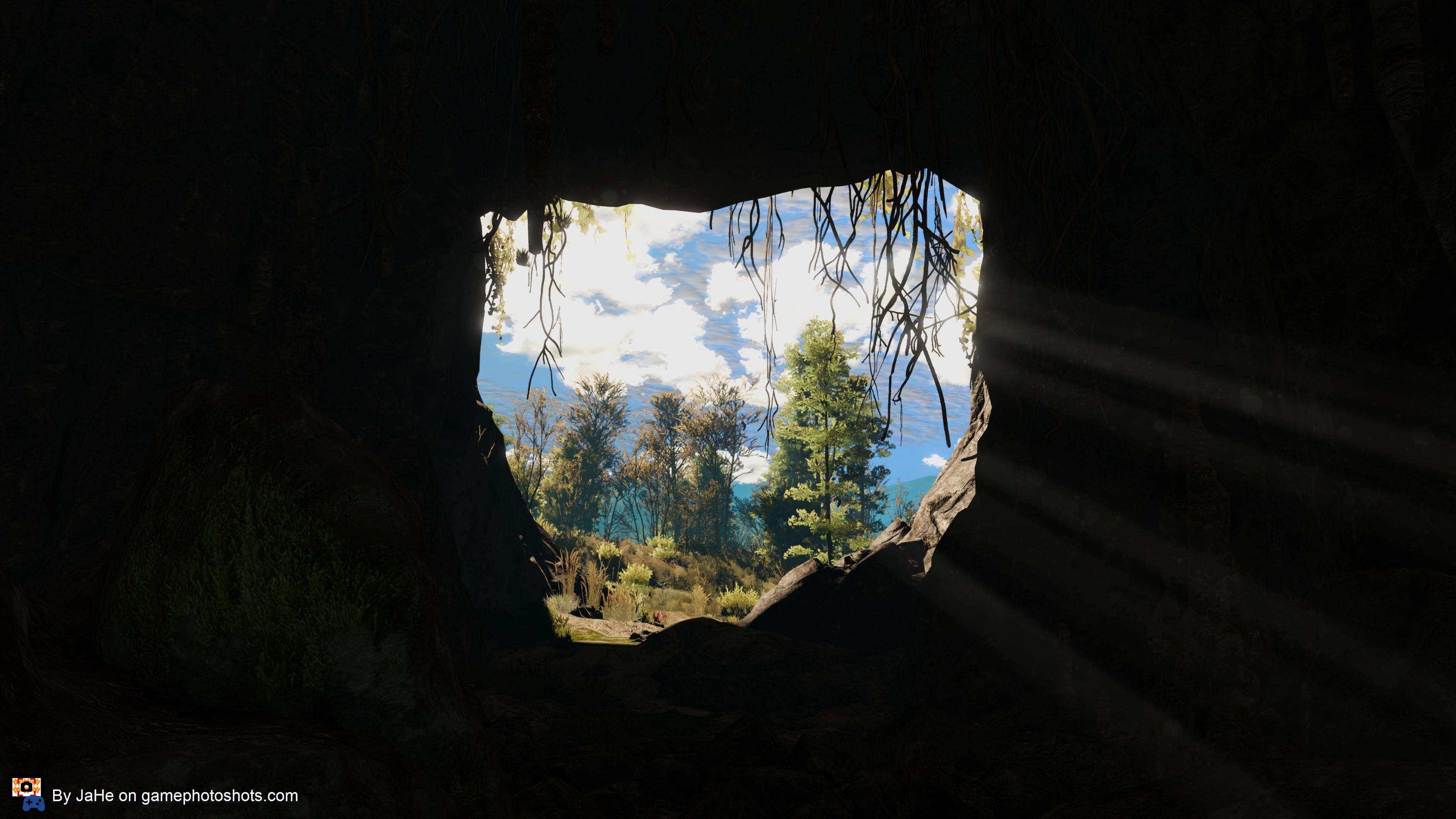 Looking outside a cave