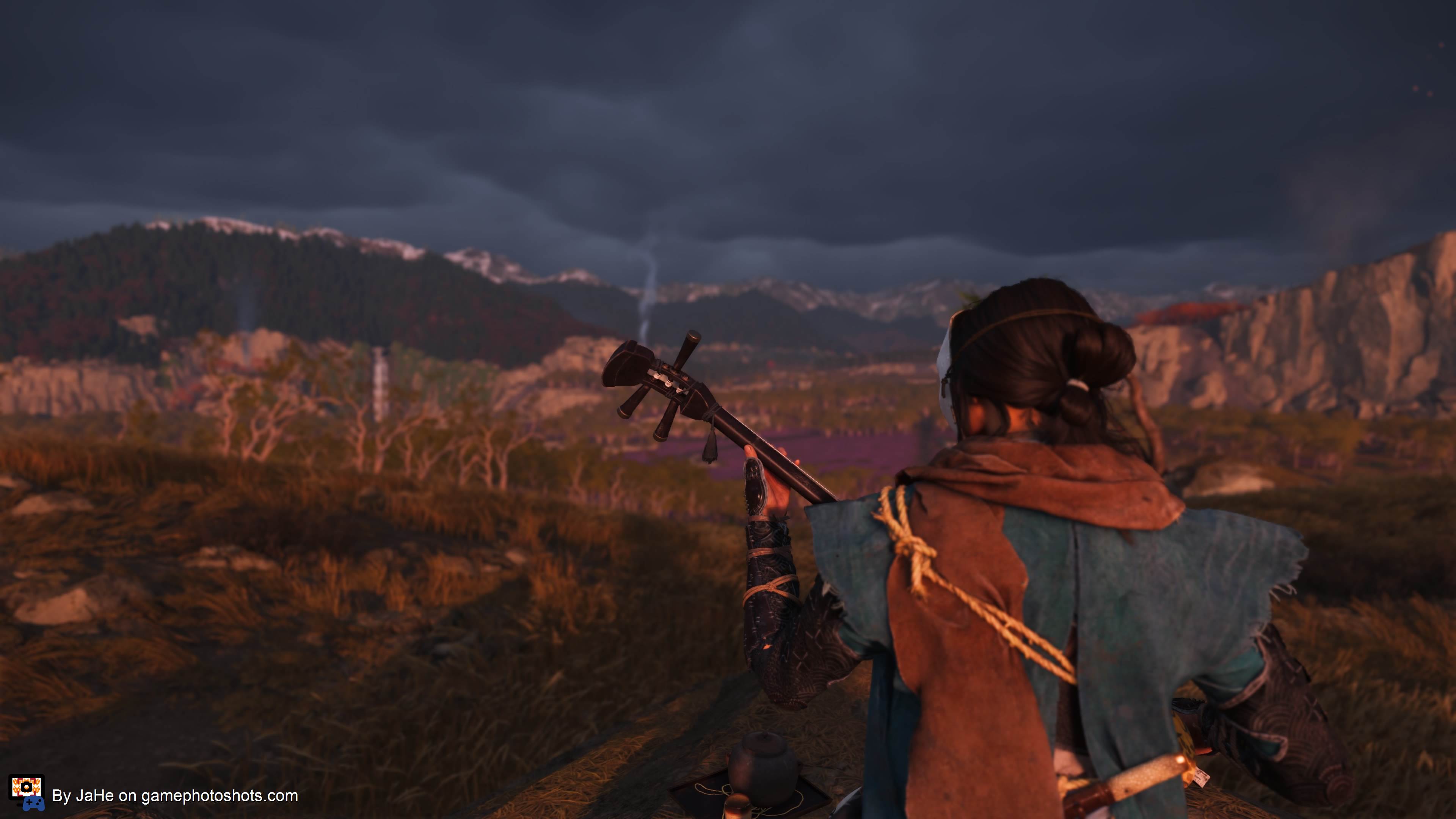 Playing the Shamisen