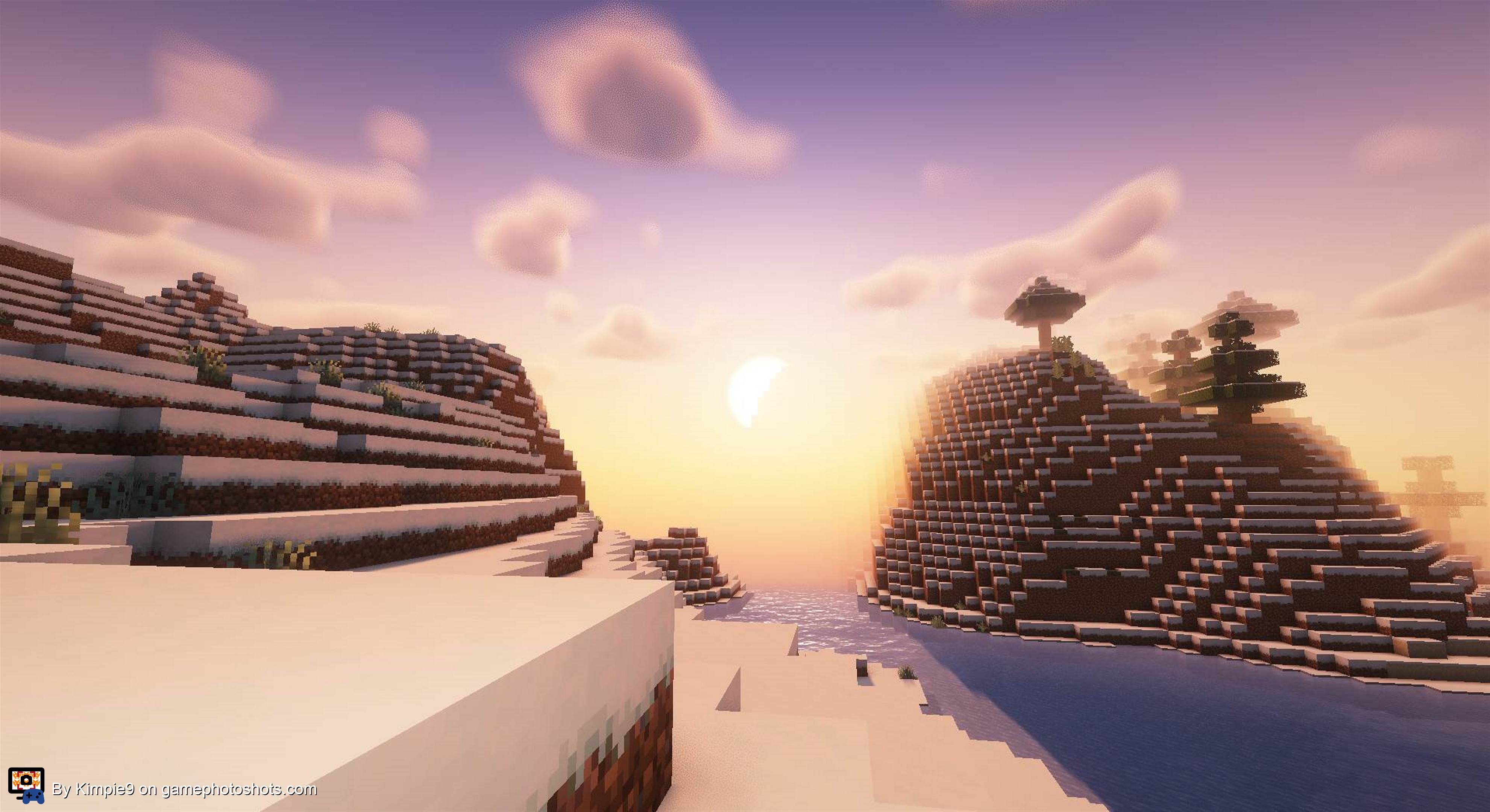 Beautiful Snowy minecraft sunset